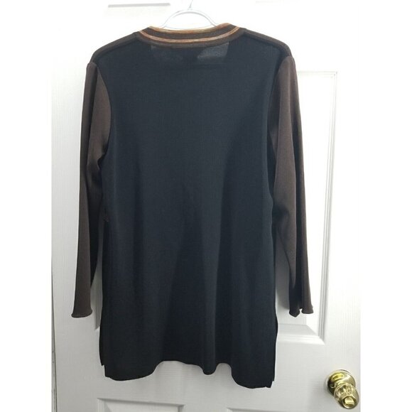 Exclusively Misook Open Front Cardigan Brown Small - Picture 2 of 6